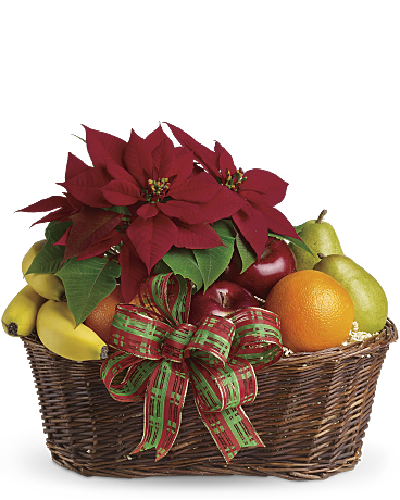 Fruit and Poinsettia Basket