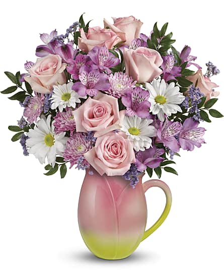 Spring Tulip Pitcher Bouquet Flowers Spring Tulip Pitcher Flower Bouquet Diy flower arrangements with tulips. sears flowers