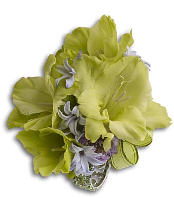 Soft Green Glamour Wristlet Flowers