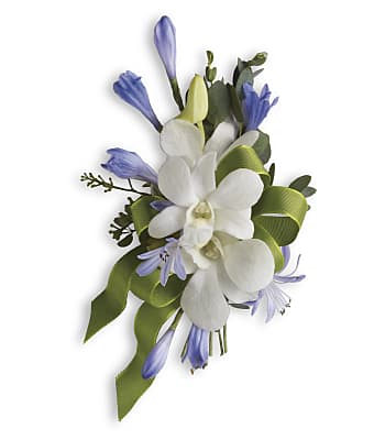 Blue and White Elegance Corsage Flowers