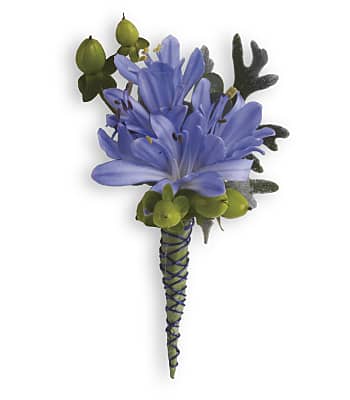 Bold and Blue Boutonniere Flowers