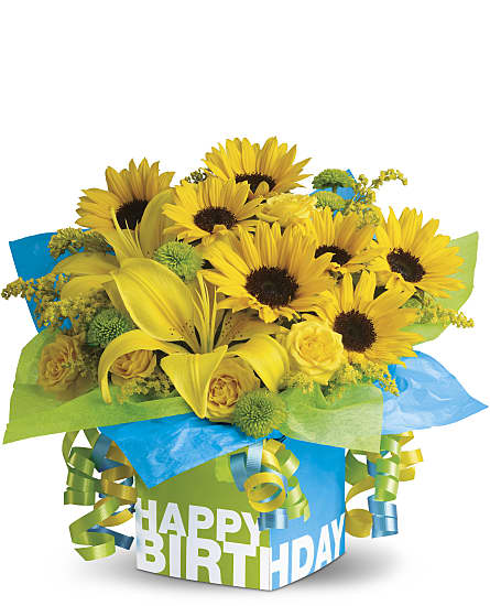 Sunny Birthday Present Flowers Sunny Birthday Present Flower Bouquet