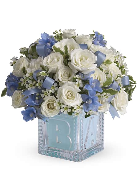baby blue flower arrangements