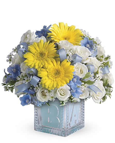 blue flower arrangements