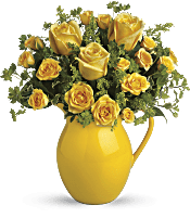 Teleflora's Sunny Day Pitcher of Roses Flowers