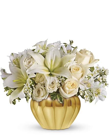 white and gold flower bouquet
