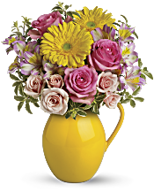 Teleflora's Sunny Day Pitcher Of Charm Flowers