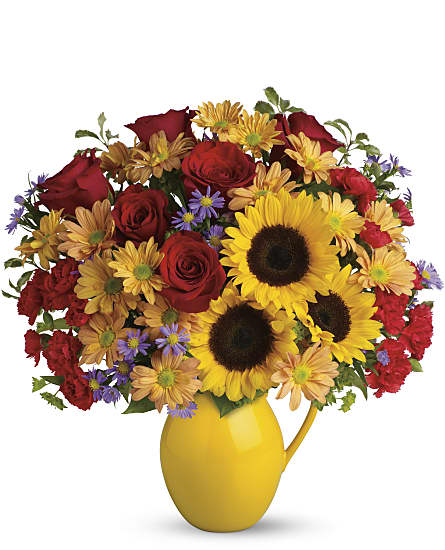 Sunny Day Pitcher of Joy Flowers, Sunny 