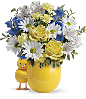 Teleflora's Sweet Peep Bouquet - Baby Blue Flowers