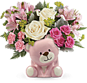 Teleflora's Precious Pink Bear Bouquet Flowers