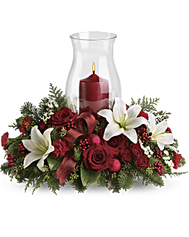 Holiday Glow Centerpiece Flower Arrangement - Teleflora