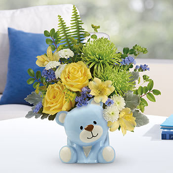 Teleflora's Joyful Blue Bear Bouquet