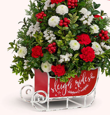 Teleflora's Festive Sleigh Tree Bouquet