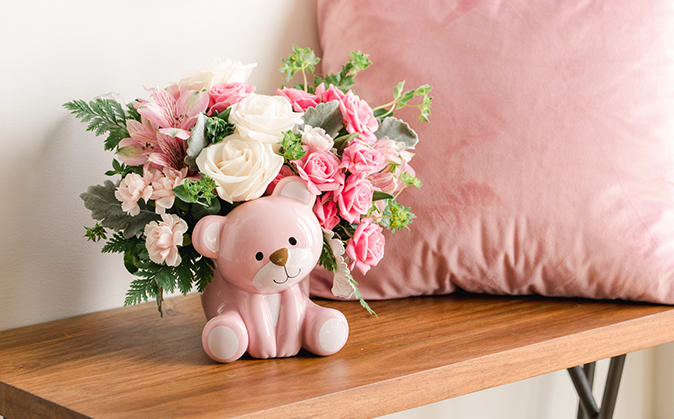 Teleflora's Precious Pink Bear Bouquet