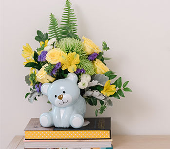 Teleflora's Joyful Blue Bear Bouquet