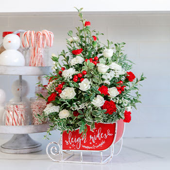 Teleflora's Festive Sleigh Tree Bouquet