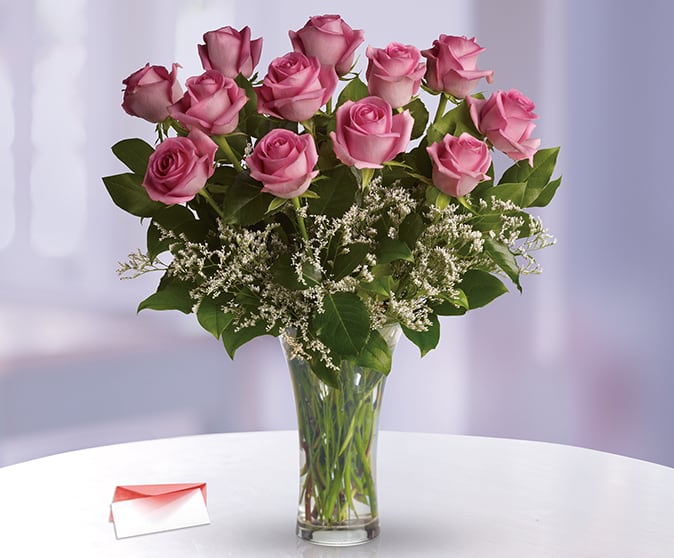 Make Me Blush - Dozen Long Stemmed Pink Roses