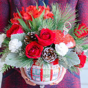 Teleflora's Festive Holiday Houses Bouquet