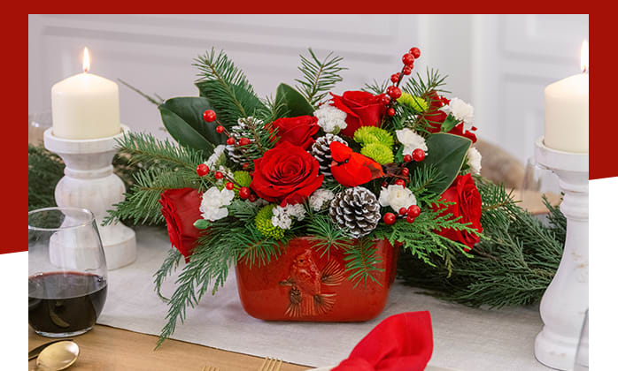 Teleflora's Classic Cardinal Centerpiece