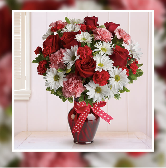Hugs and Kisses Bouquet with Red Roses
