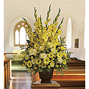 Funeral Bouquet Purple White Flowers Sympathy And Condolence