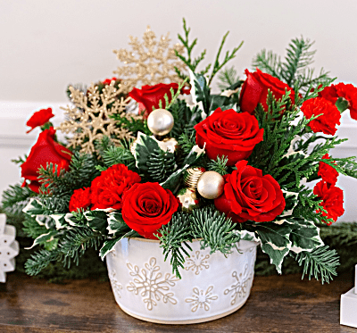 Teleflora's Snowflake Symphony Centerpiece
