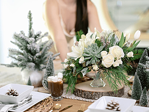 Flores en línea Centro de mesa navideño