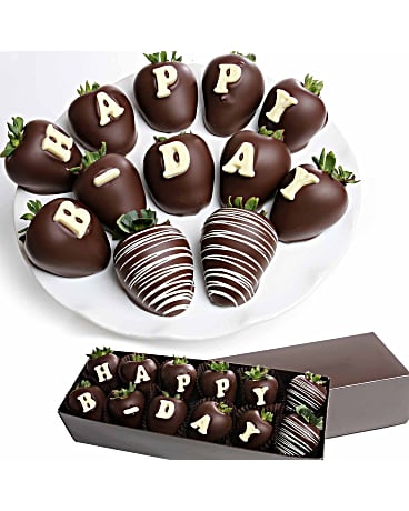 HAPPY B-DAY BERRY-GRAM® Belgian Chocolate Covered Strawberries