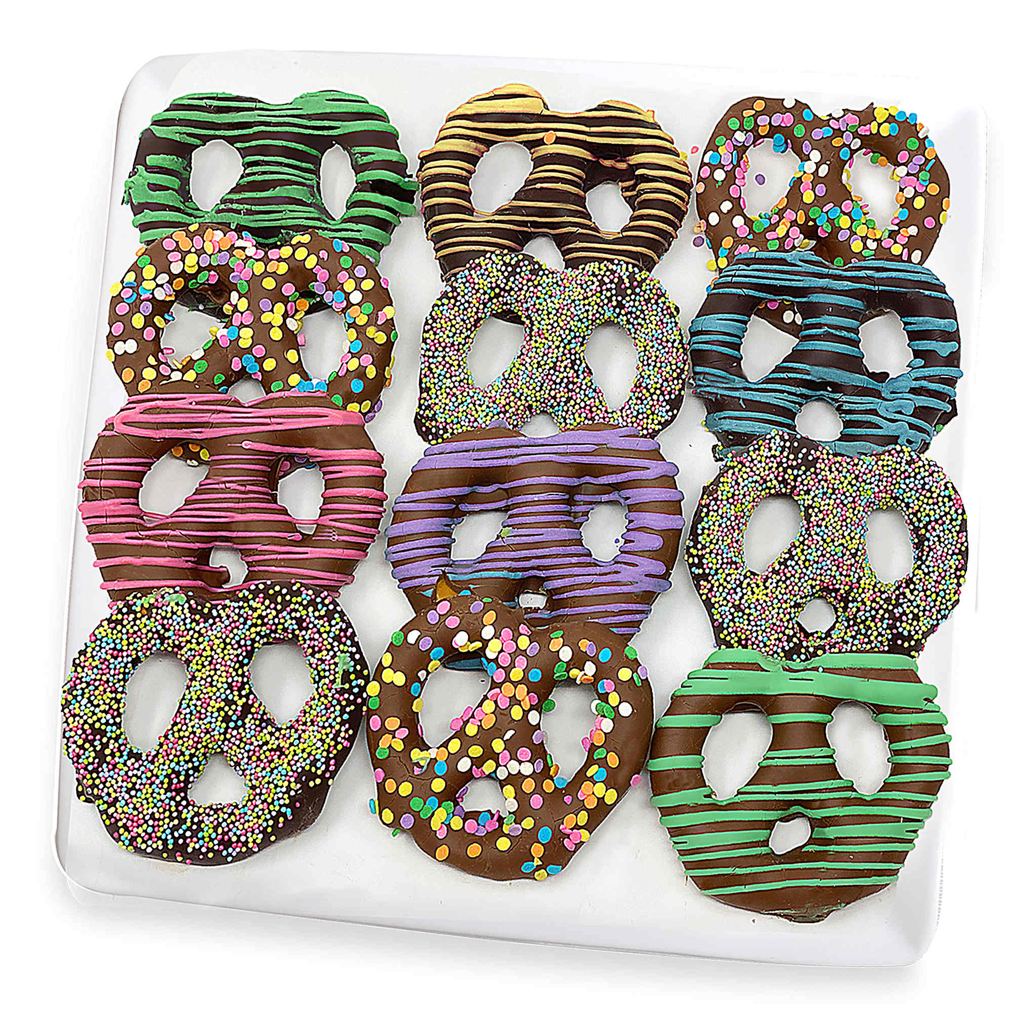 Spring Belgian Chocolate Covered Pretzel Twists - 12pc