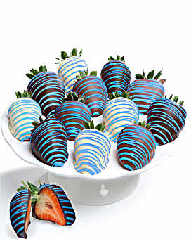 Blue Drizzle Belgian Chocolate Dipped Strawberries