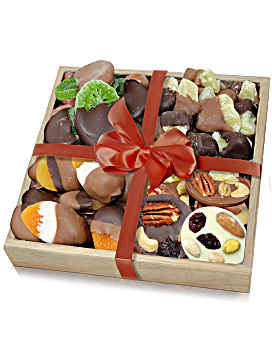 Premium Belgian Chocolate Dipped Fruit & Mandiant Gift Tray