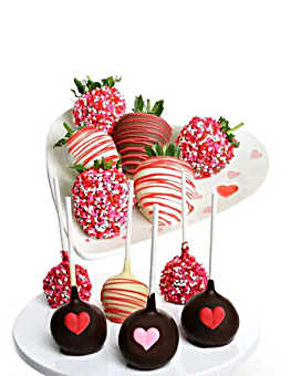 Valentine's Day Belgian Chocolate Covered Strawberries & Cake Pops - 12pc