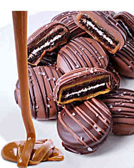 Sea Salt Caramel Belgian Chocolate Covered Sandwich Cookies Gift - 12pc