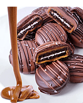 Sea Salt Caramel Belgian Chocolate Covered Sandwich Cookies Gift - 12pc