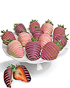 Pink Drizzle Belgian Chocolate Dipped Strawberries