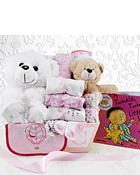 Welcome Home Baby Girl Medium Gift Basket