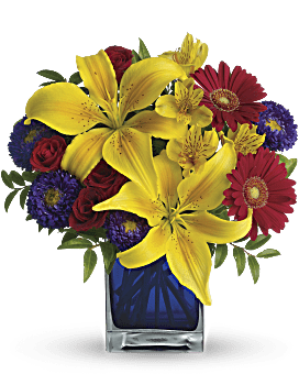 Blue , Mixed Bouquets , Blue Caribbean Bouquet , Same Day Flower Delivery By Teleflora