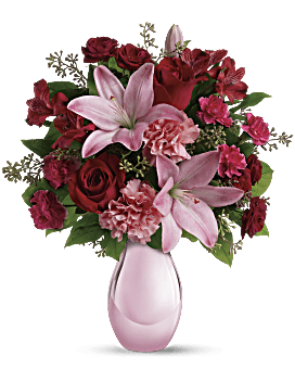 Roses And Pearls Bouquet , Mixed Bouquets , Same Day Flower Delivery , Red , Teleflora
