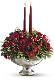Teleflora's Mercury Glass Bowl Bouquet Flowers