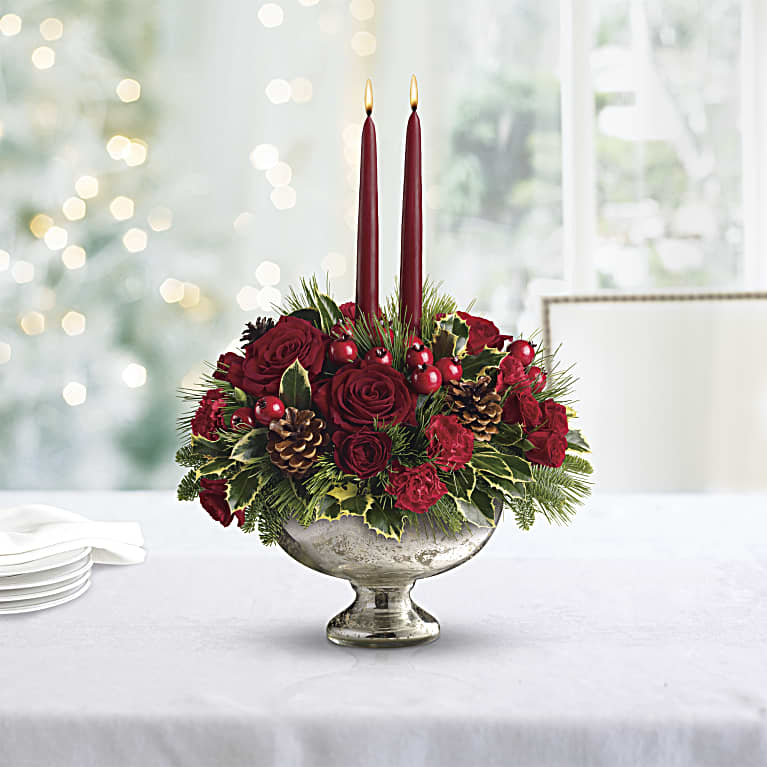 Mercury Glass Bowl Bouquet