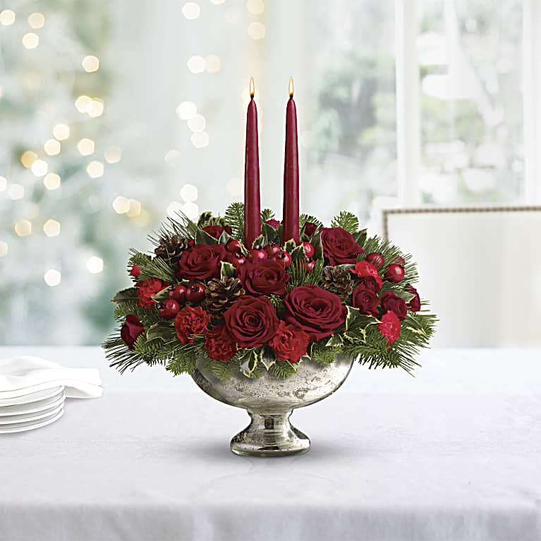 Mercury Glass Bowl Bouquet