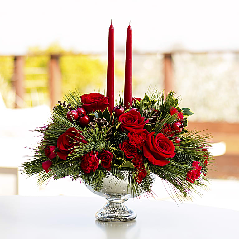 Mercury Glass Bowl Bouquet