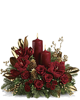 Candlelit Christmas Flower Arrangement