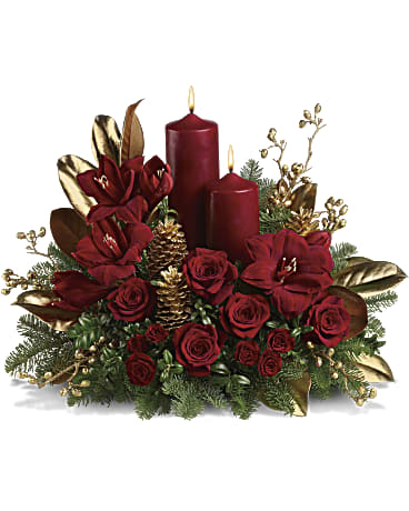 Candlelit Christmas Flower Arrangement 