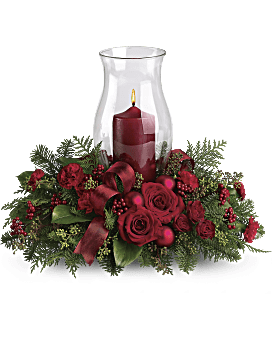 Holiday Glow Centerpiece Flower Arrangement