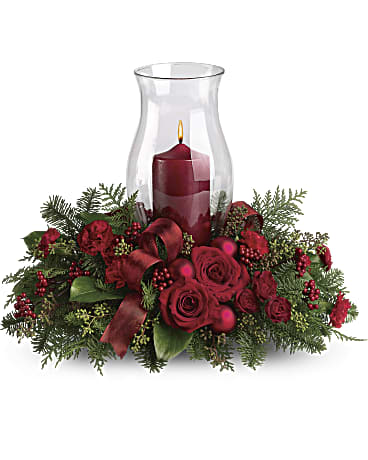 Teleflora Christmas Centerpiece 2022 Holiday Glow Centerpiece Flower Arrangement - Teleflora