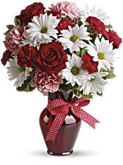 Hugs and Kisses Bouquet with Red Roses Flowers