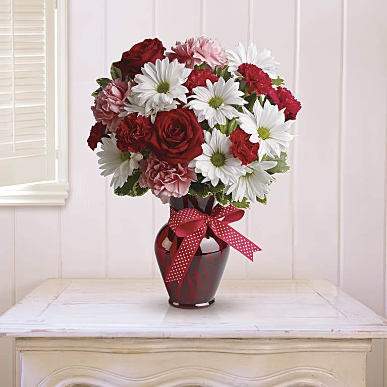 Hugs and Kisses Bouquet with Red Roses