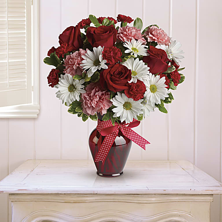 Hugs and Kisses Bouquet with Red Roses
