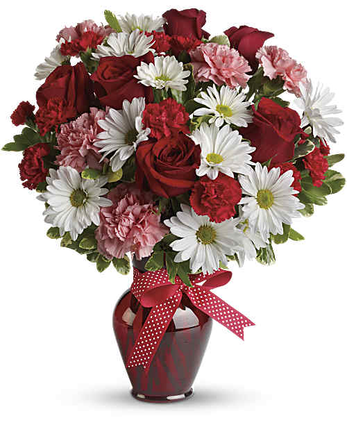 Red | Mixed Bouquets | Hugs And Kisses Bouquet With Red Roses | Same Day Flower Delivery by Teleflora